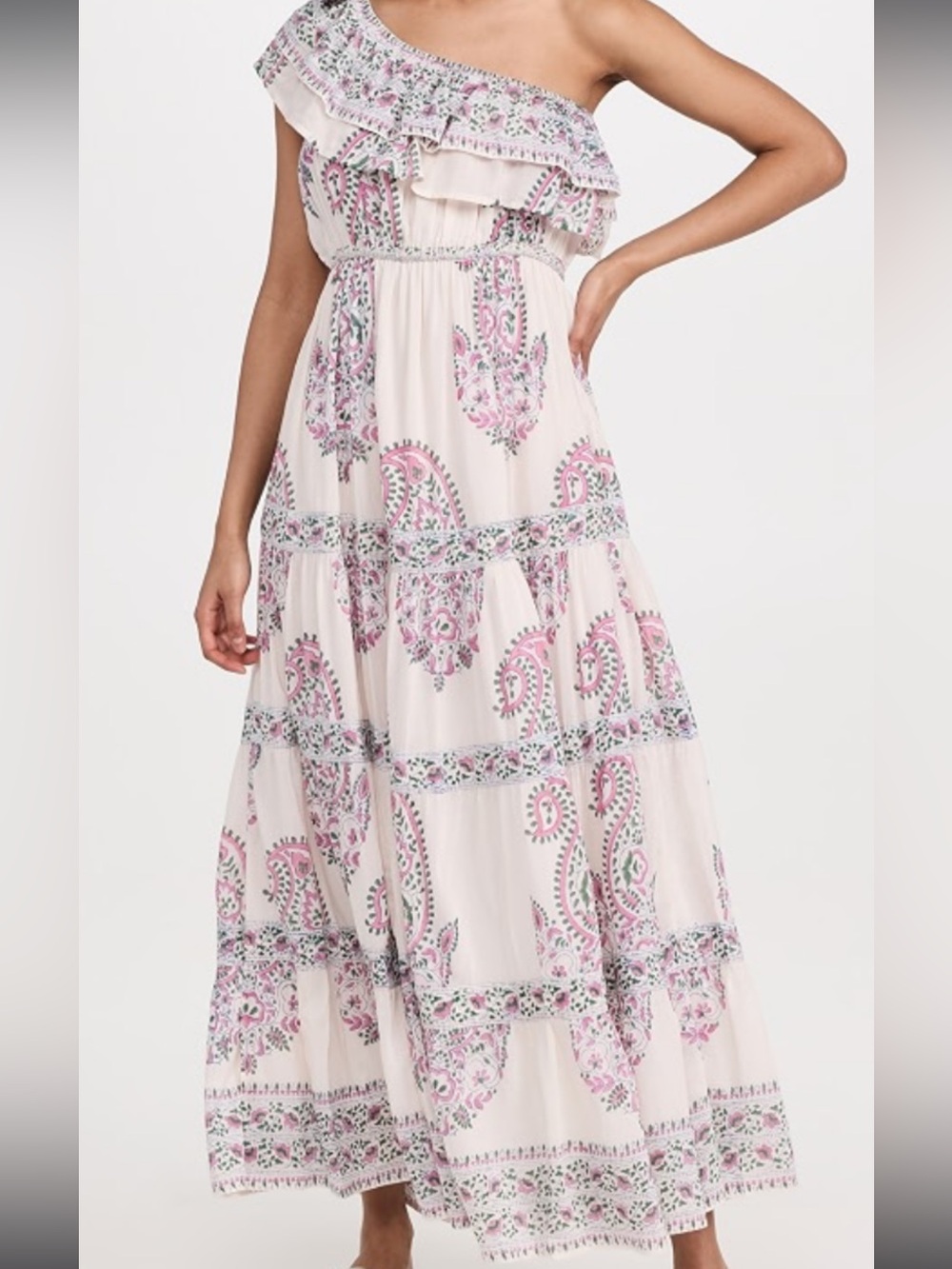 Boho Pink Paisley Tiered Maxi Dress